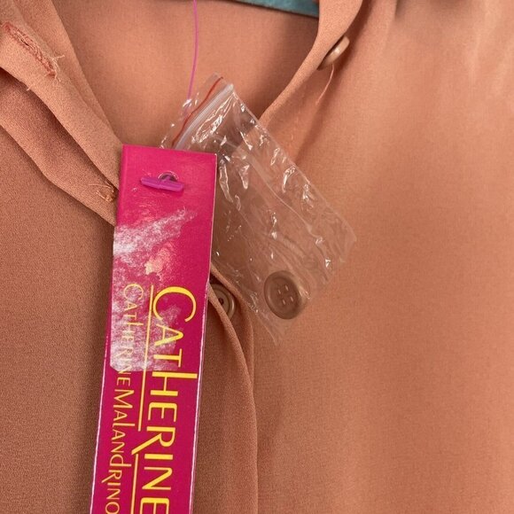 Catherine Women’s Button Up Shirt Peach Semi Sheer Tank Size Large - Picture 4 of 6